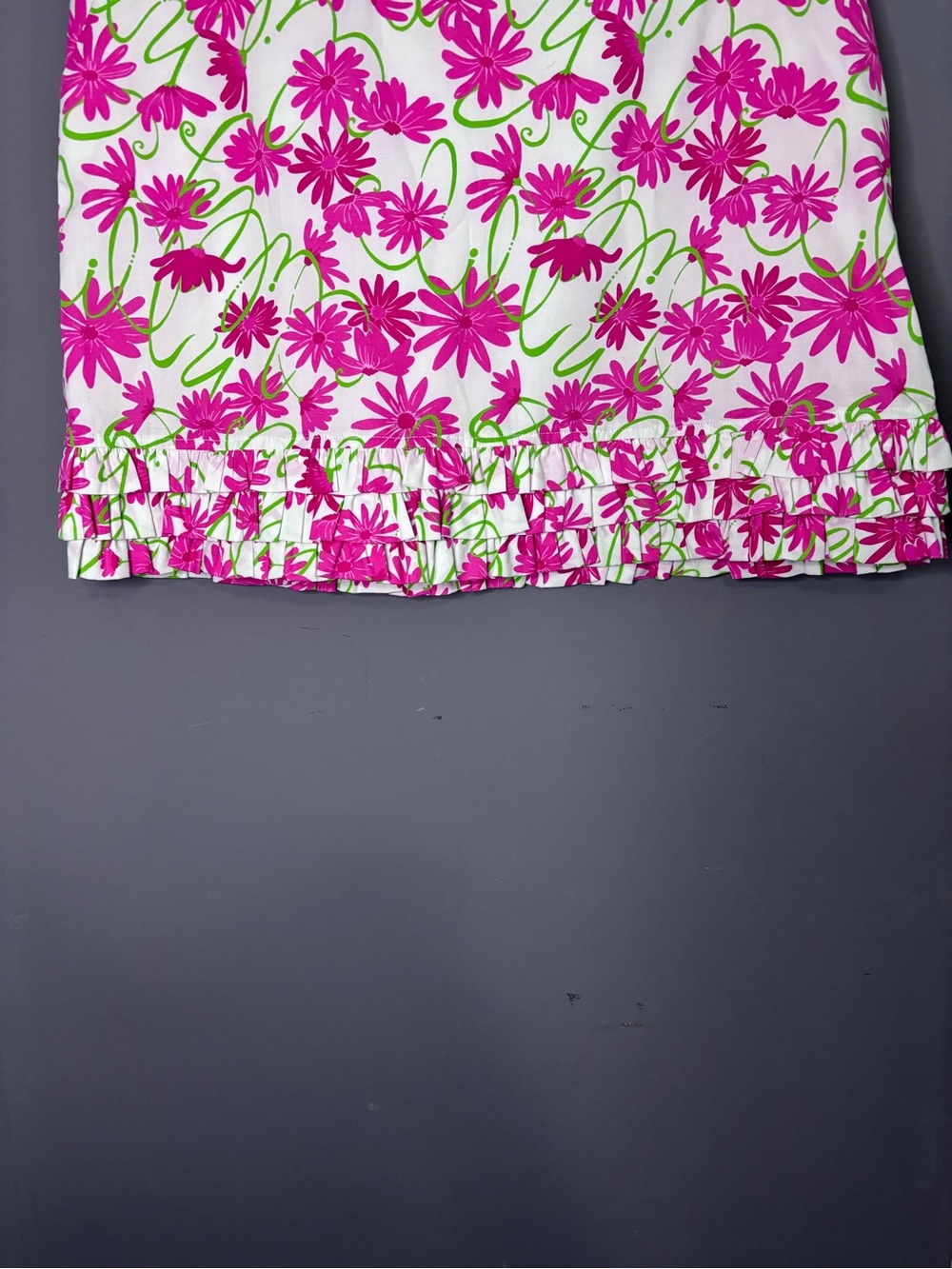 Lilly Pulitzer Pink White Floral Ruffle Hem Mini Skirt 6 - Picture 2 of 7